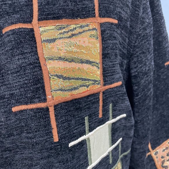 Vintage Art To Wear Jacket Womens PM Chenille Patchwork Cozy Coat Button Up - Picture 8 of 10